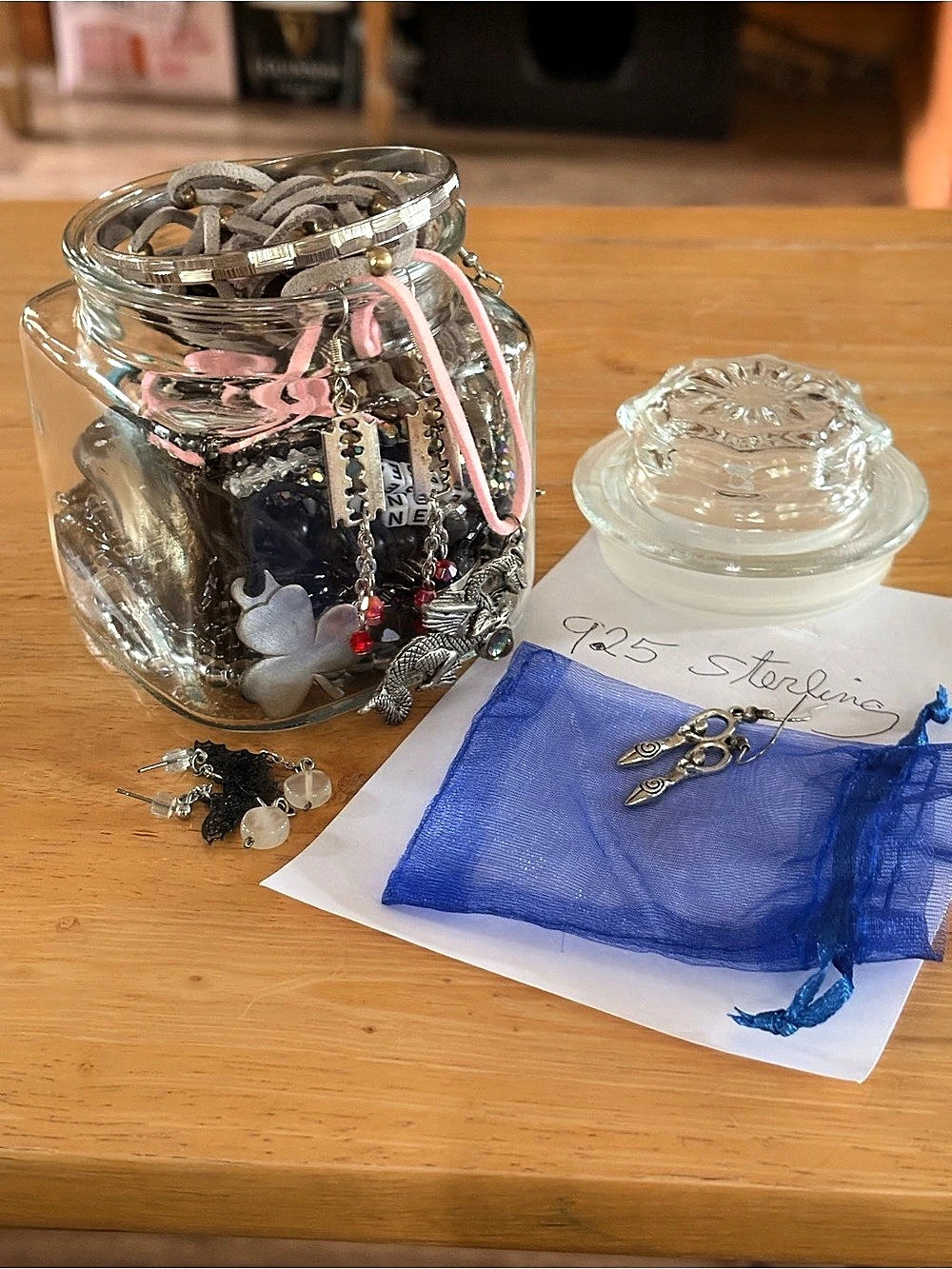 Silver, dark gothic and witchy Jewelry mystery jars